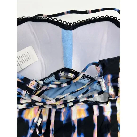 Lucky Brand Dye Print Sweetheart Neckline Strappy Tankini Top Multicolor Size XS